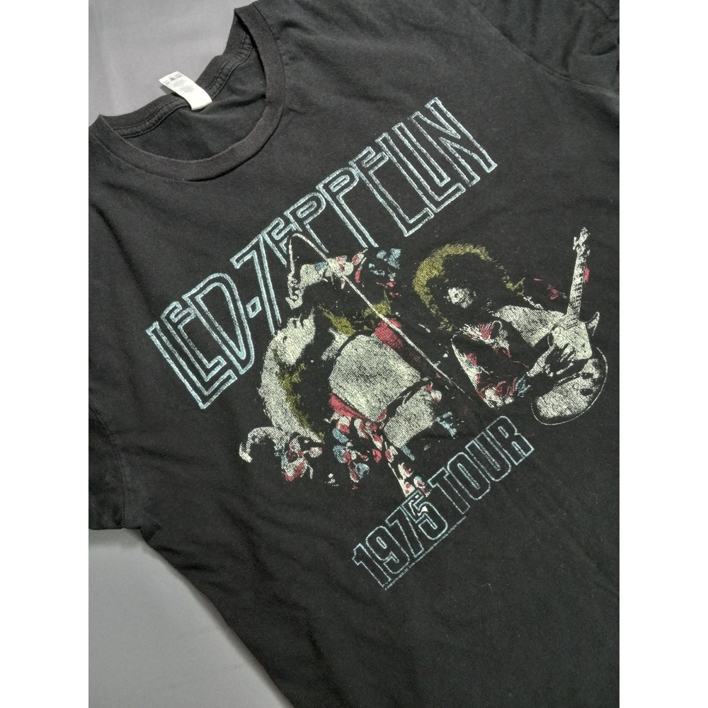 Led Zeppelin 1975 Tour Graphic T-Shirt Mens XL Black Next Level Apparel Cotton